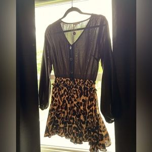 Never worn! Black leopard summer dress. Brand is main strip! Size small